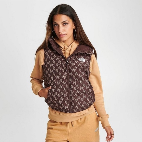 The North Face  Hydrenalit Down Vest Coal brown/monogram print Size Medium - Picture 16 of 16